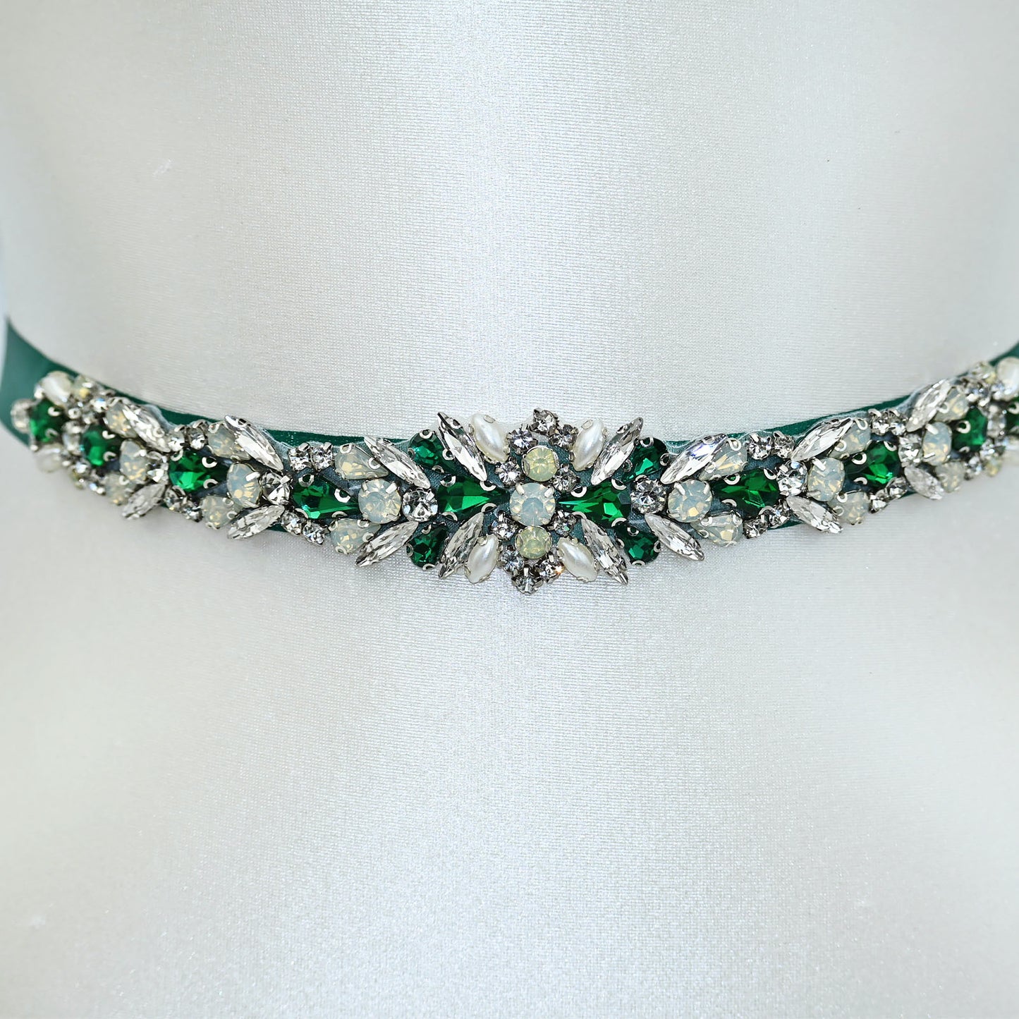 Green Rhinestone Bridal Belt Sash for Wedding - Bridella BS57KL