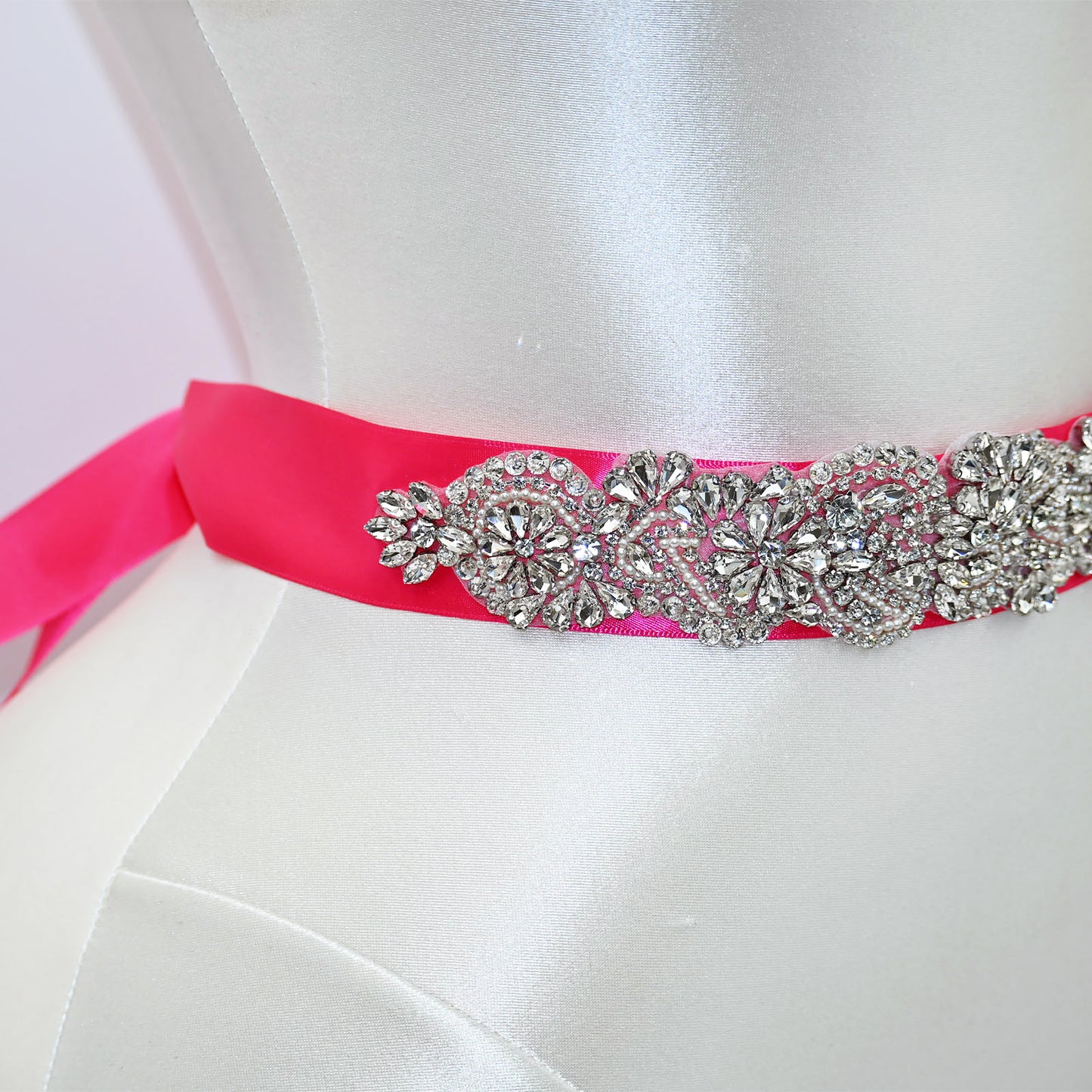 Red Rhinestone Bridal Sash Wedding Dress Belt – Bridella BS120
