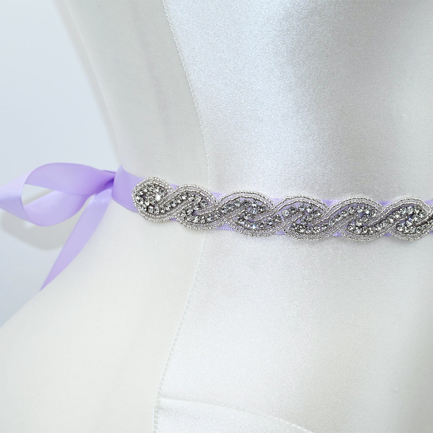 Purple Crystal Rhinestone Wedding Dress Belt Bridal Sash BS62 Bridella