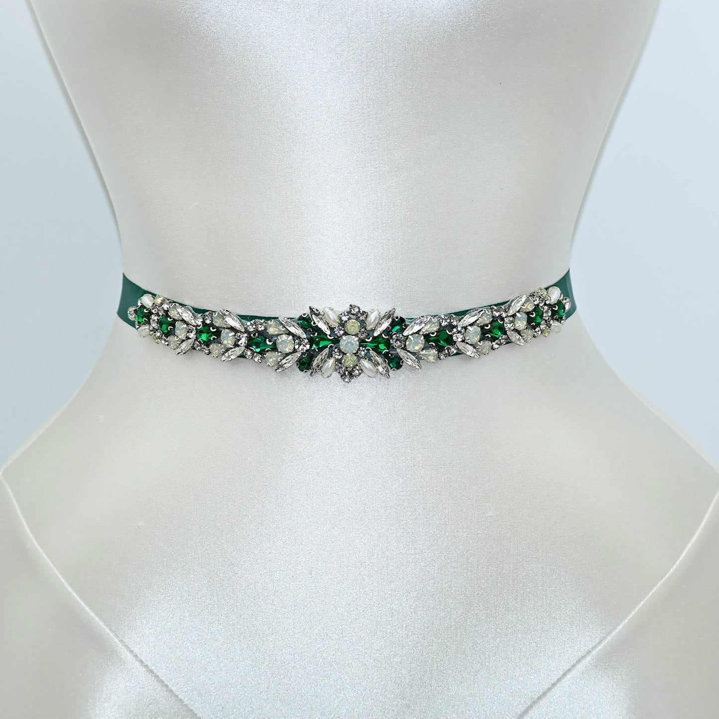 Green Rhinestone Bridal Belt Sash for Wedding - Bridella BS57KL