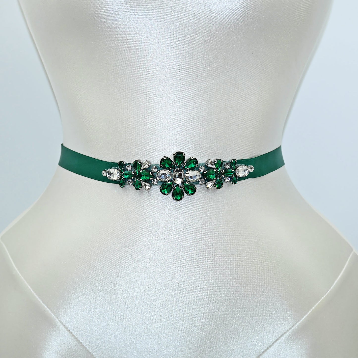 Green Rhinestone Bridal Belt Wedding Sash – Bridella BS45KL