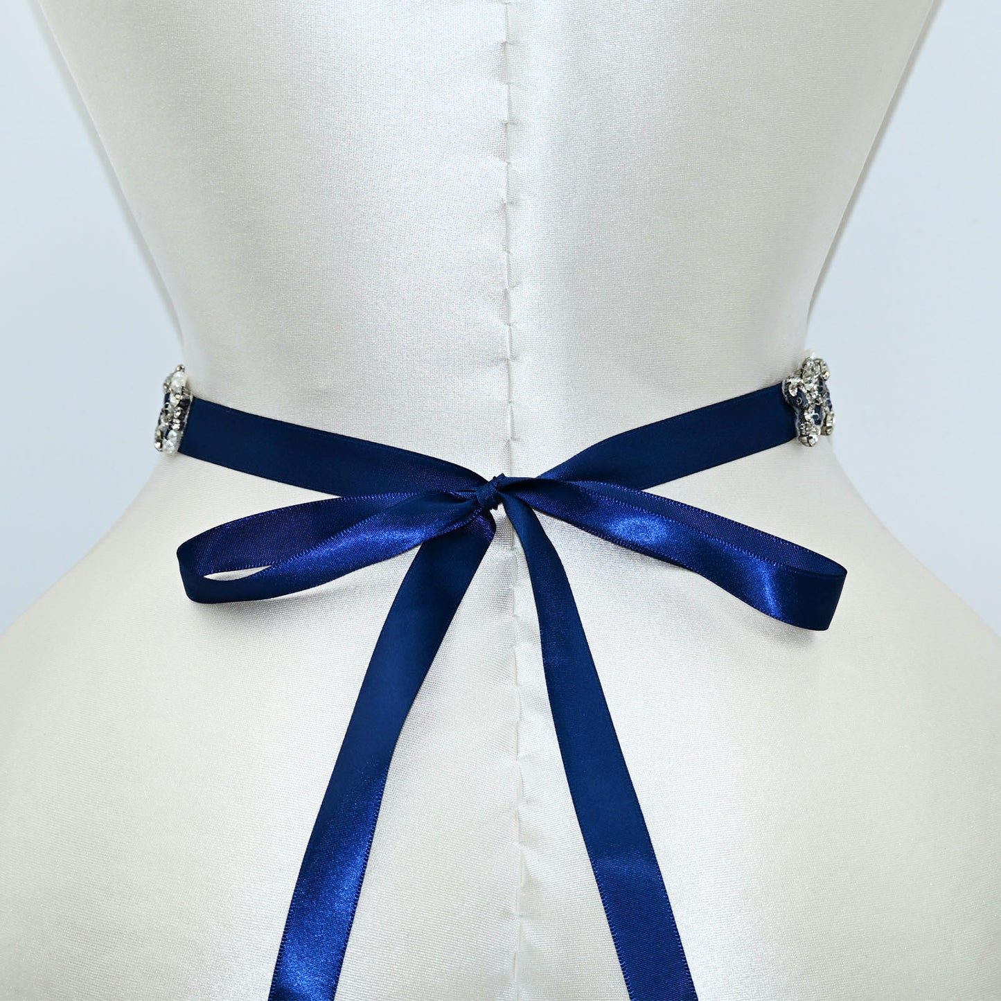 Navy Rhinestone Pearl Bridal Belt Wedding Sash - Bridella BS100ML