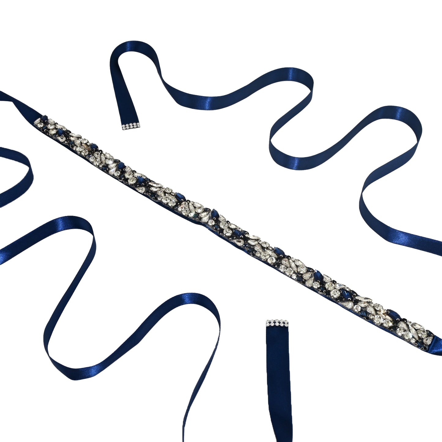 Navy Rhinestone Bridal Belt – Bridella BS85ML