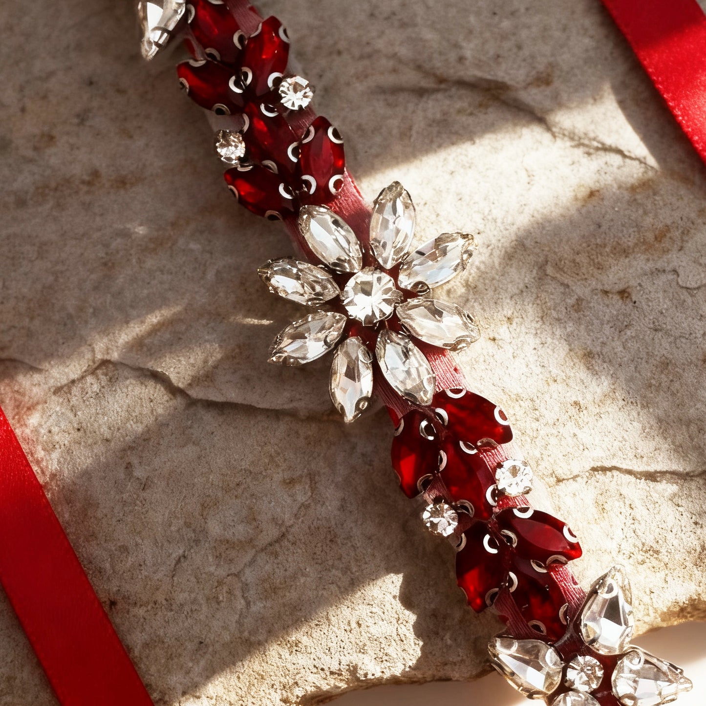 Burgundy Rhinestone Belt - Bridella BS174R