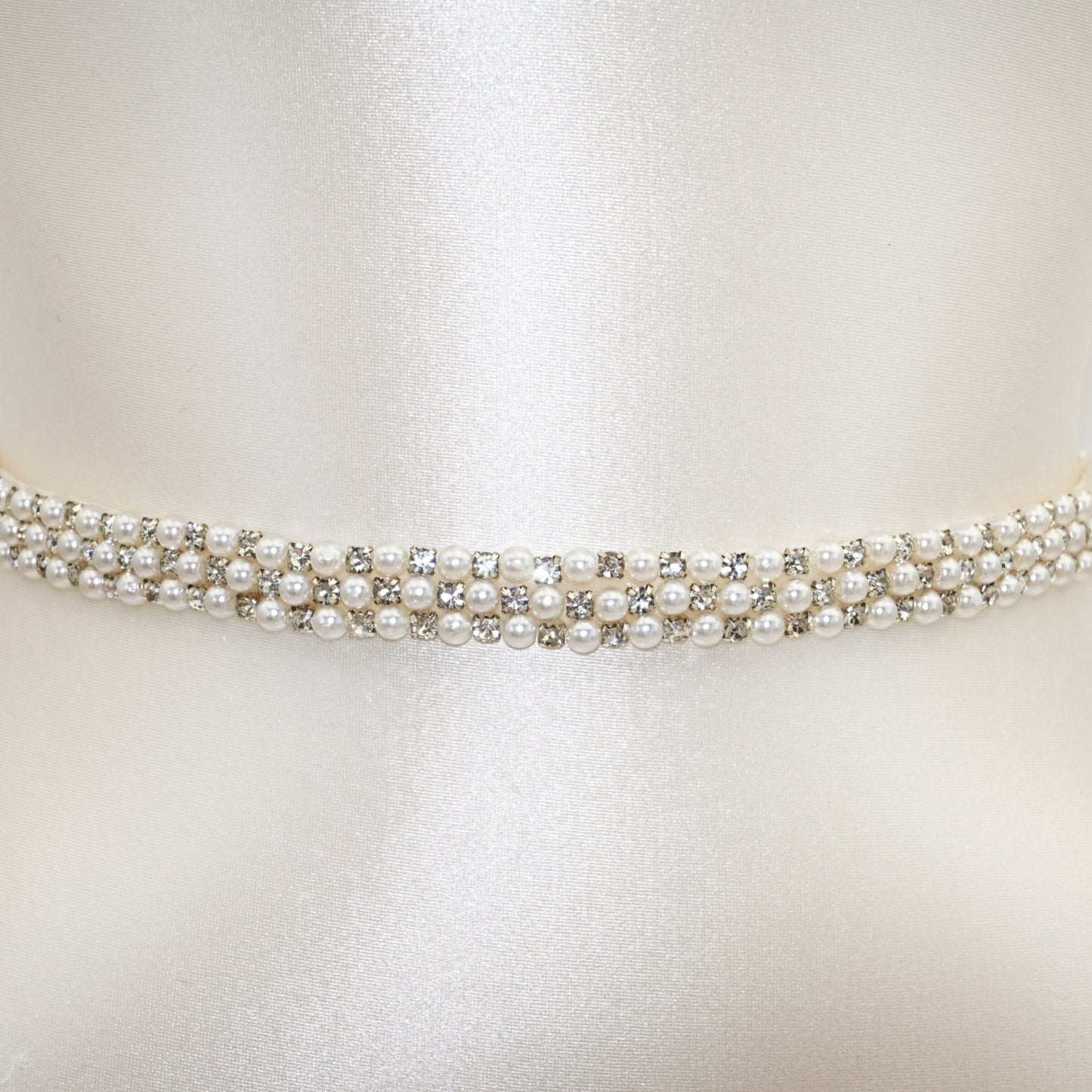 Off White Rhinestone Pearl Bridal Belt – Bridella BS134