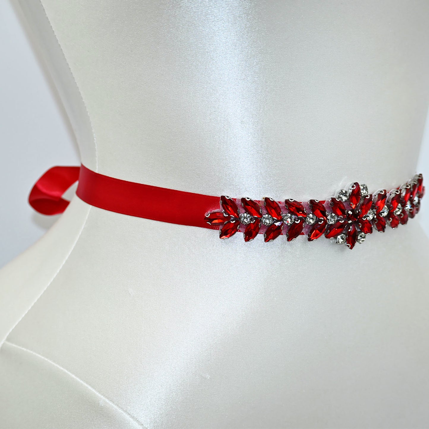 Red Rhinestone Bridal Belt Wedding Sash – Bridella BS69R
