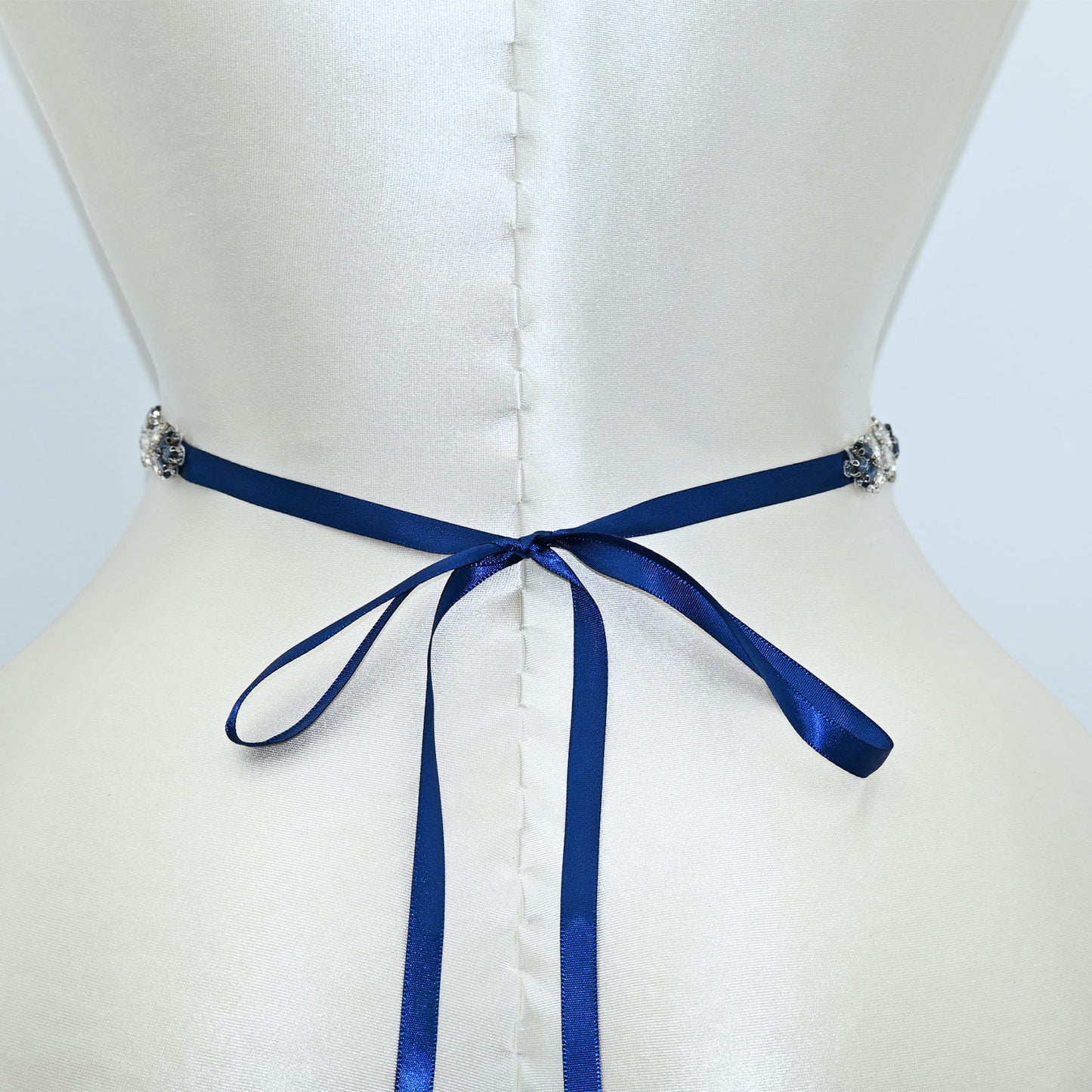 Blue Rhinestone Bridal Sash Wedding Dress Belt – Bridella BS124ML