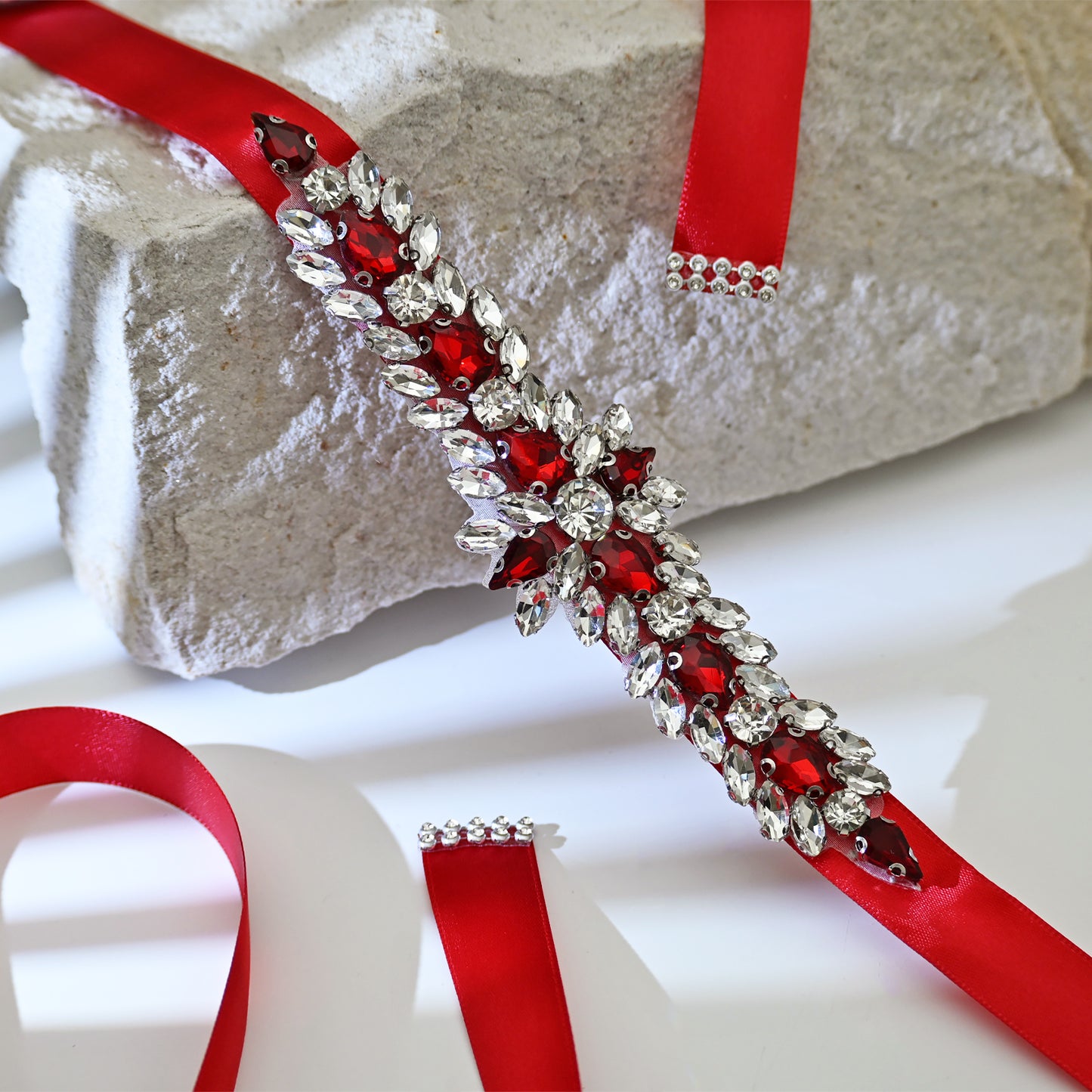 Burgundy Rhinestone Bridal Sash Wedding Dress Belt – Bridella BS191R