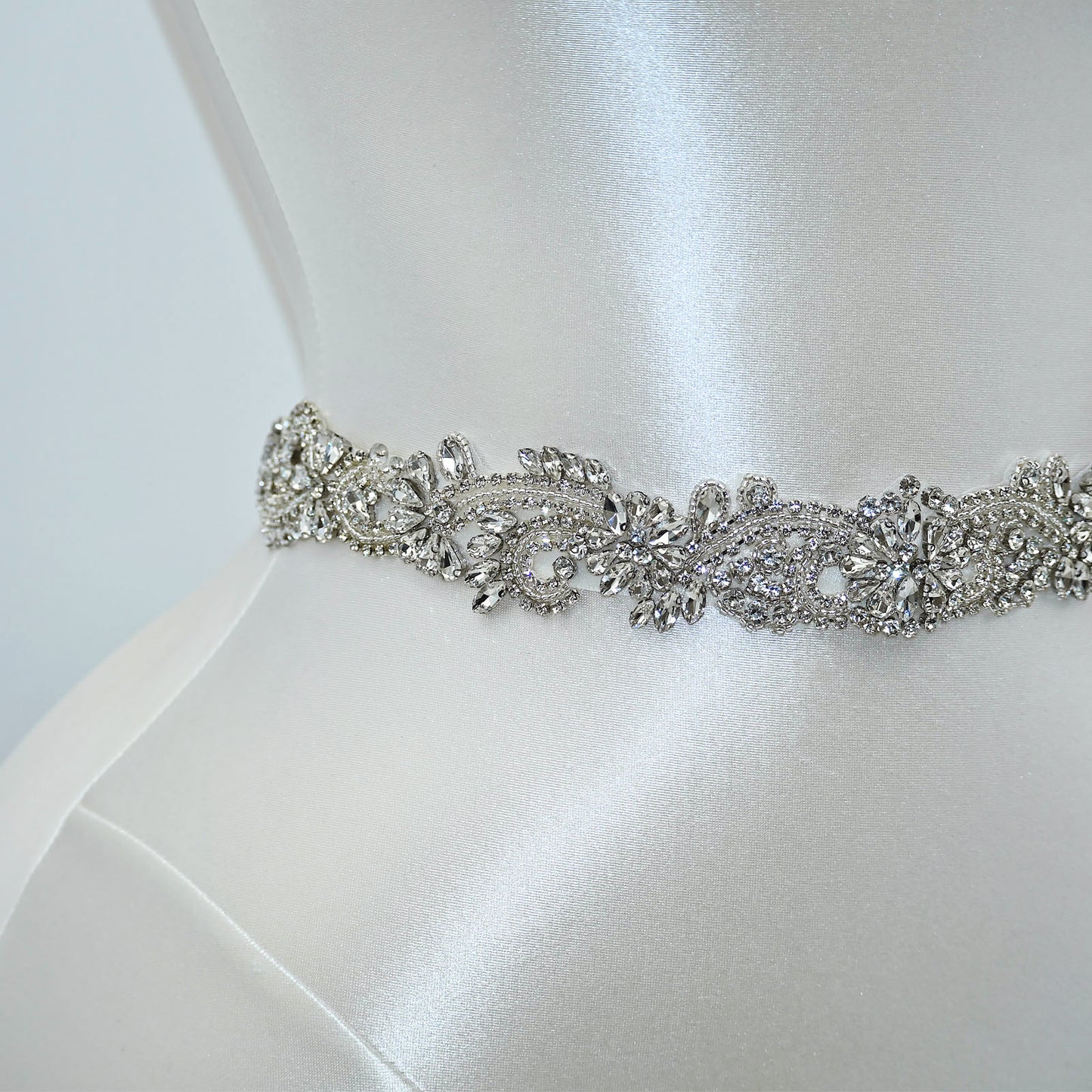 Off White Rhinestone Bridal Belt Wedding - Bridella BS110