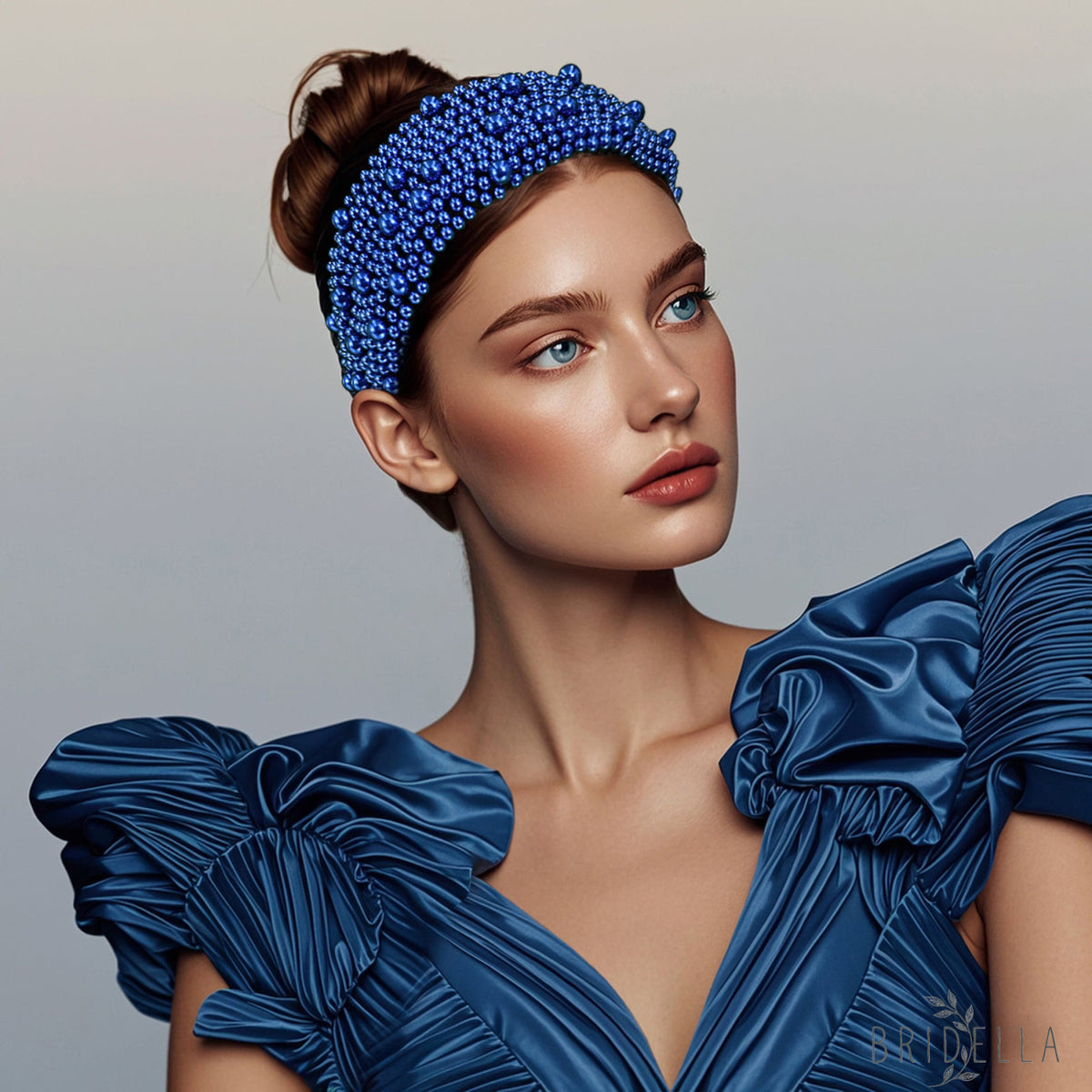 Pearl Beaded Padded Headband Fashion Party Hair Accessories - Bridella BYXA153 - Blue