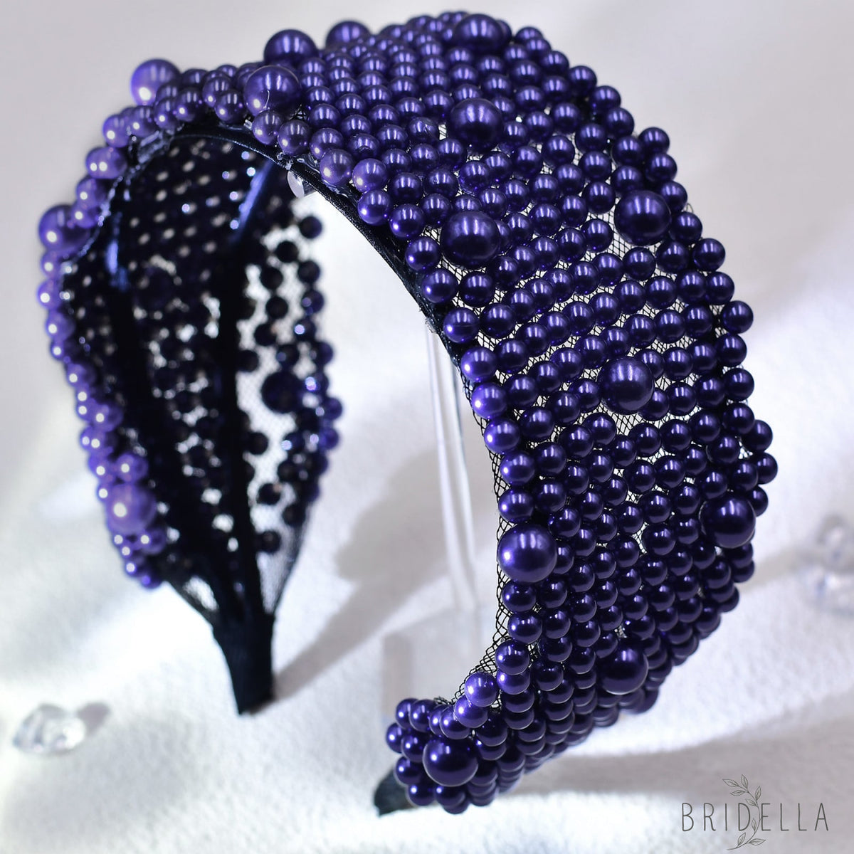 Pearl Beaded Padded Headband Fashion Party Hair Accessories - Bridella BYXA153 - Purple