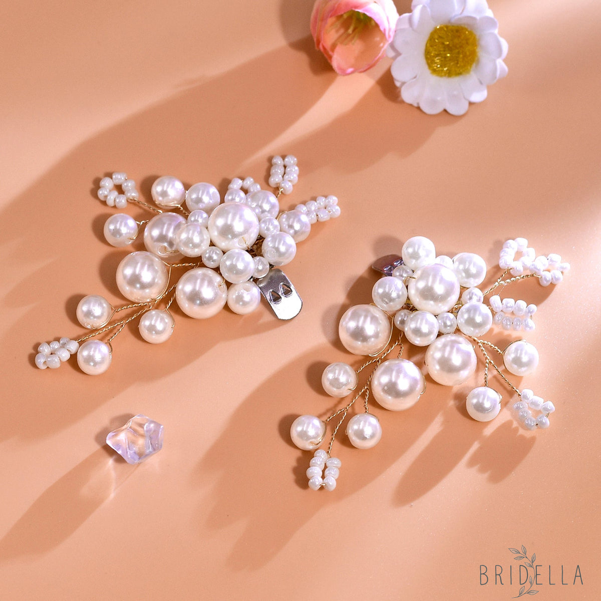 Pearl Bridal Shoe Clips Wedding Heel Decoration - Bridella BHX70 - Gold