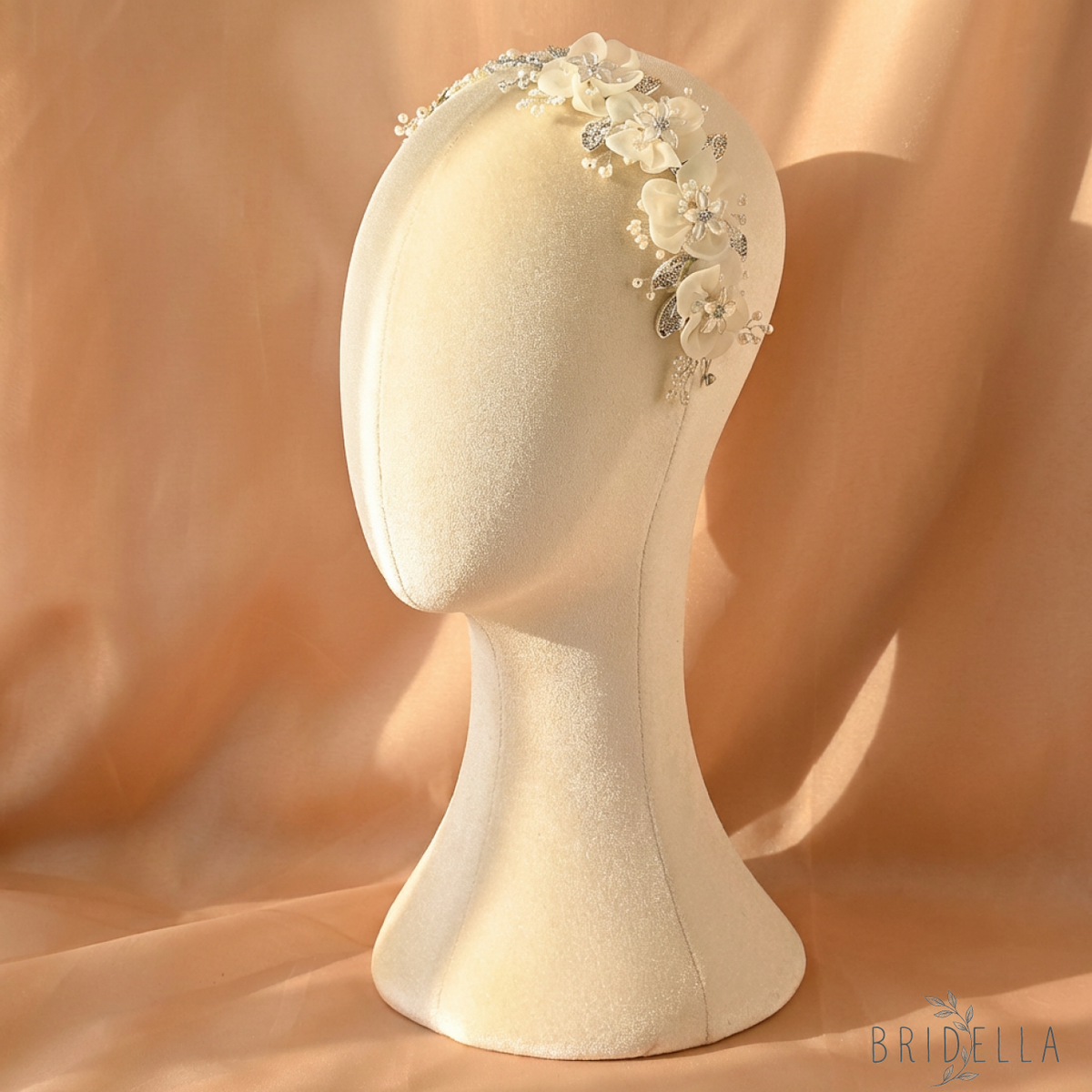 Pearl Flower Bridal Hair Vine Wedding Headpiece – Bridella BHP274-S - White