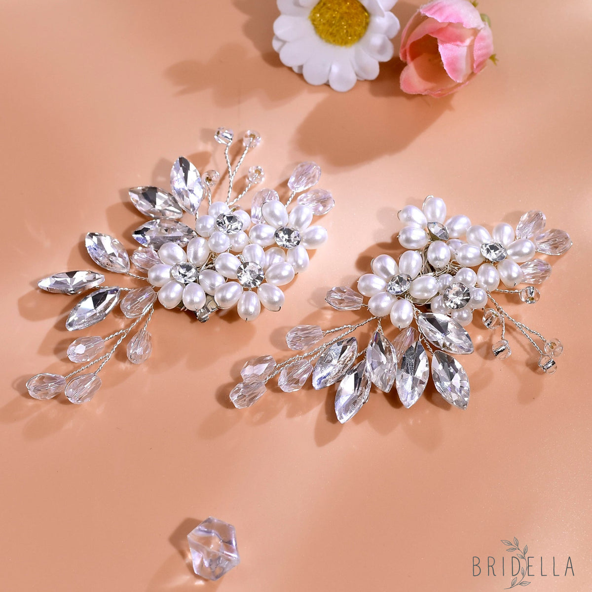 Pearl Flower Bridal Shoe Clips Wedding Heel Decoration - Bridella BHX69 - White