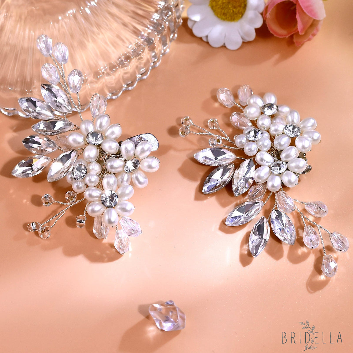 Pearl Flower Bridal Shoe Clips Wedding Heel Decoration - Bridella BHX69 - White