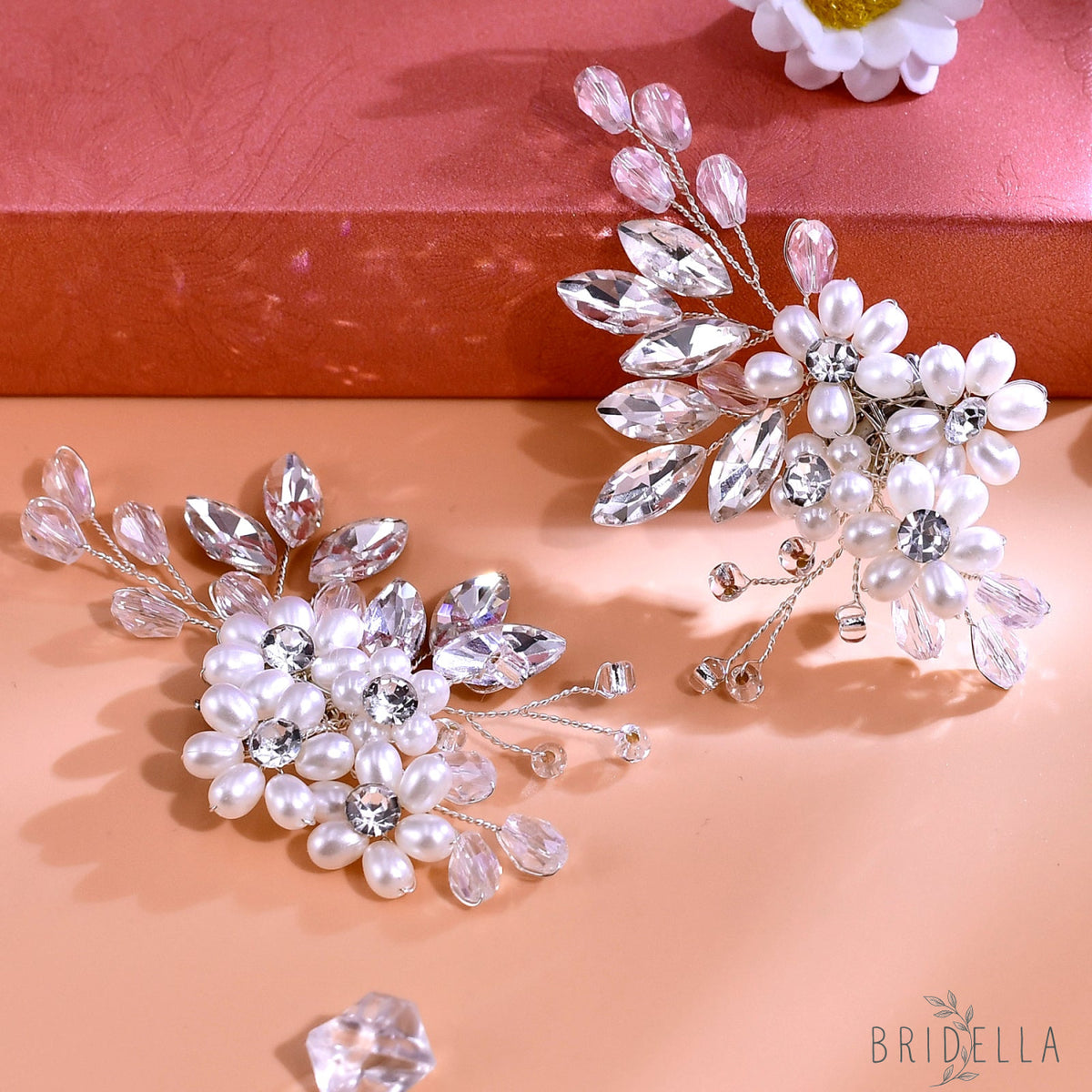 Pearl Flower Bridal Shoe Clips Wedding Heel Decoration - Bridella BHX69 - White