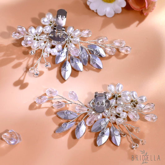 Pearl Flower Bridal Shoe Clips Wedding Heel Decoration - Bridella BHX69 - White