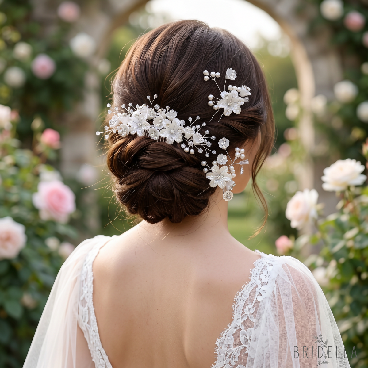 Pearl Flower Three Piece Bride Headpiece Wedding - As picture