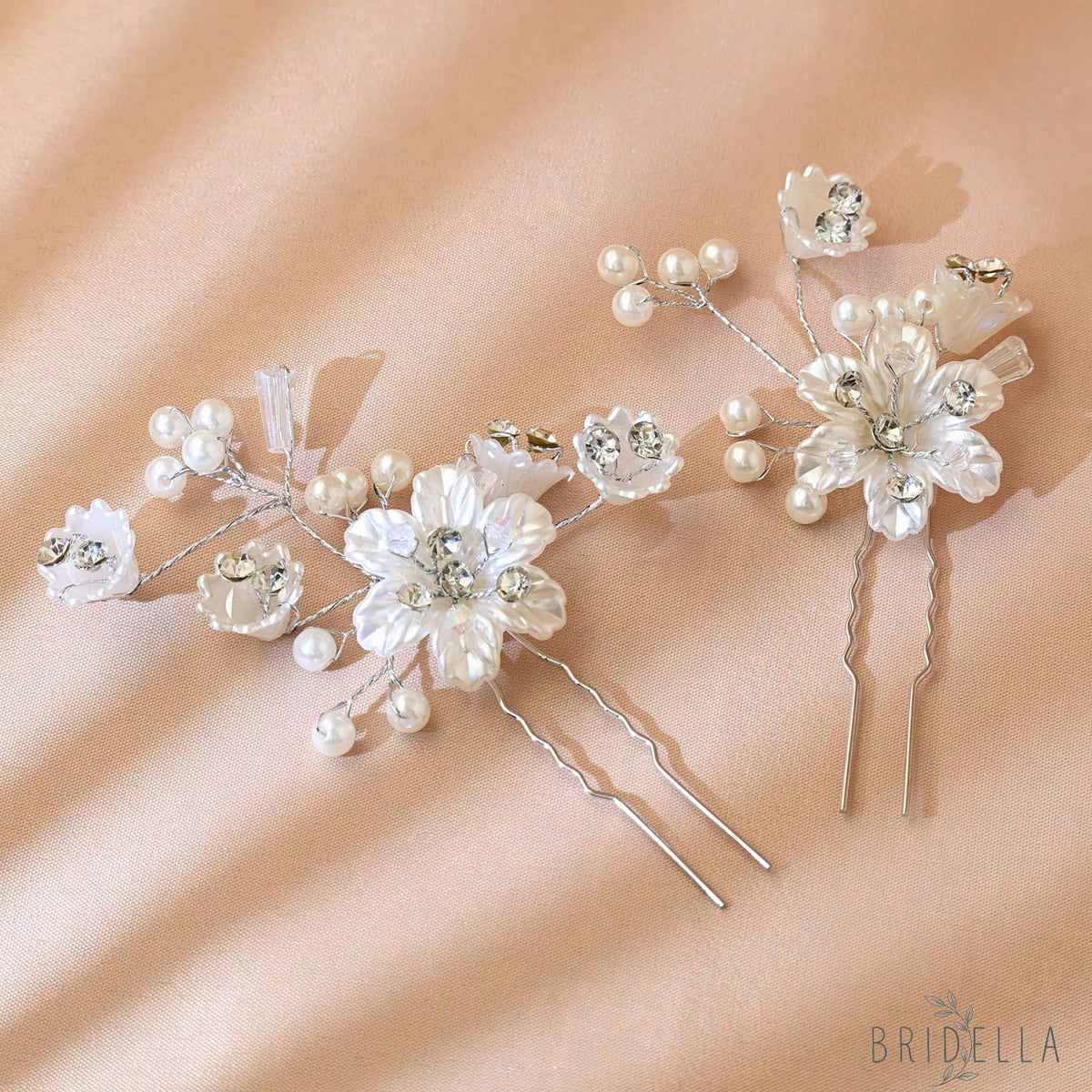 Pearl Flower Three Piece Bride Headpiece Wedding - As picture