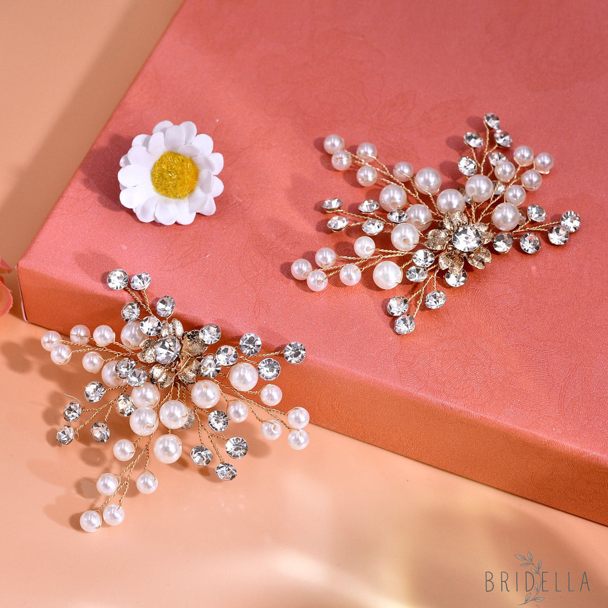Pearl Gold Bridal Shoe Clips Wedding Heel Decoration - Bridella BHX61 - Gold