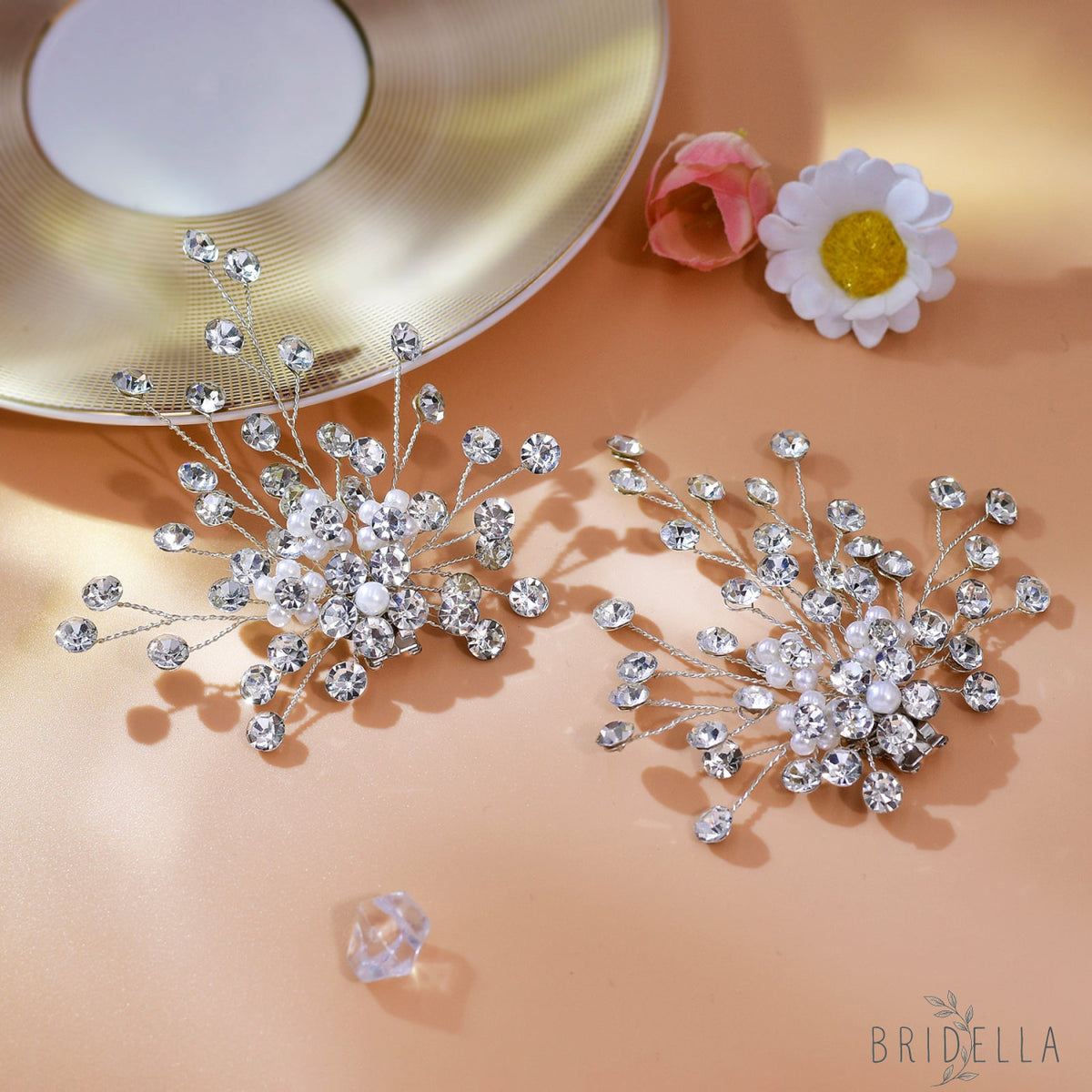Pearl Rhinestone Bridal Shoe Clips Wedding Heel Decoration - Bridella BHX56 - White