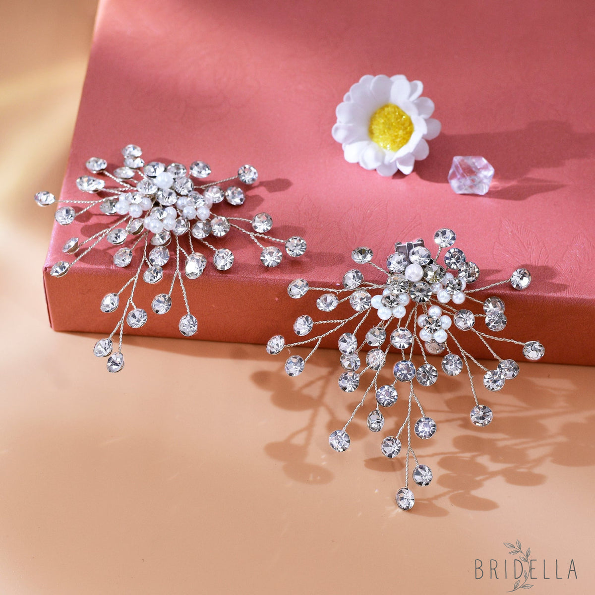 Pearl Rhinestone Bridal Shoe Clips Wedding Heel Decoration - Bridella BHX56 - White