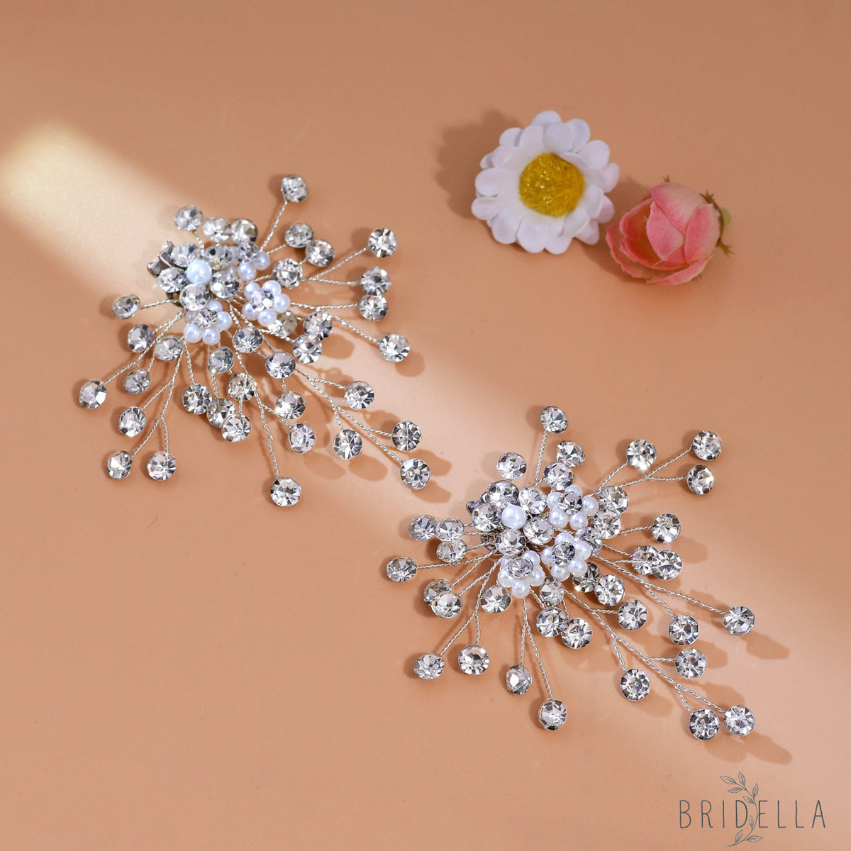 Pearl Rhinestone Bridal Shoe Clips Wedding Heel Decoration - Bridella BHX56 - White