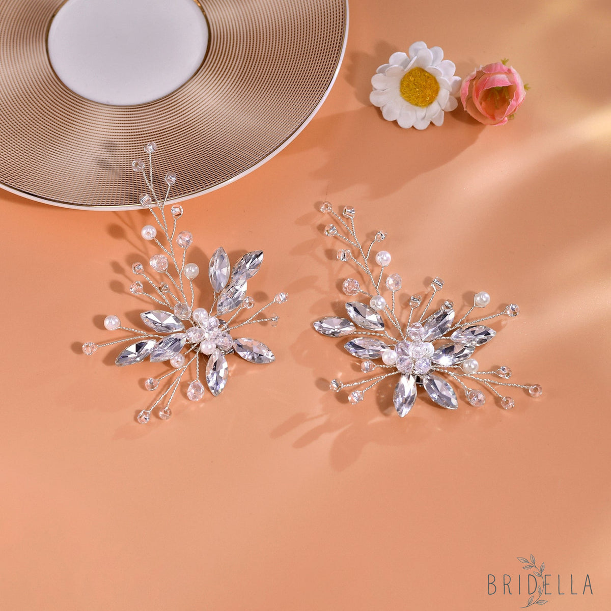 Pearl Rhinestone Bridal Shoe Clips Wedding Heel Decoration - Bridella BHX59 - White