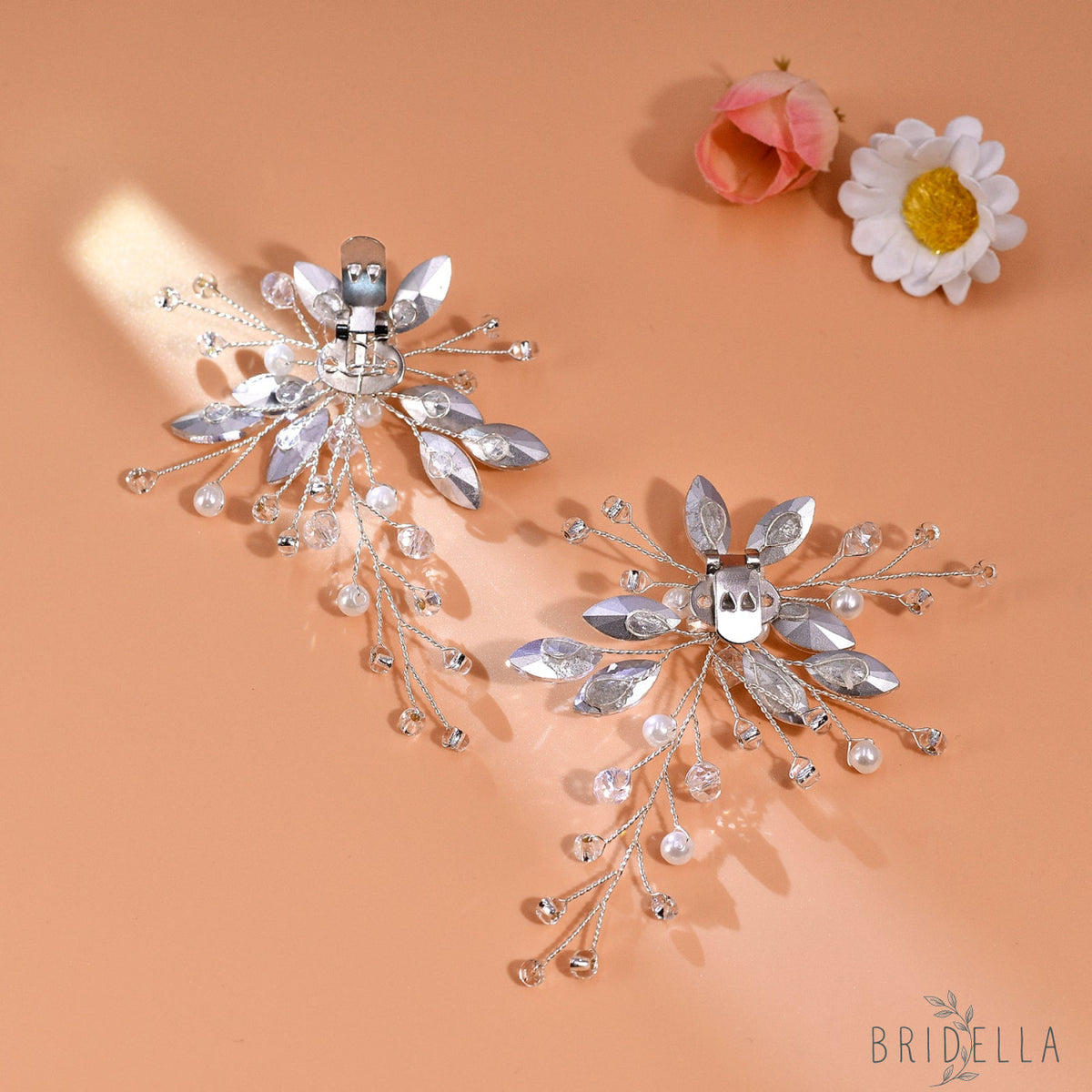 Pearl Rhinestone Bridal Shoe Clips Wedding Heel Decoration - Bridella BHX59 - White