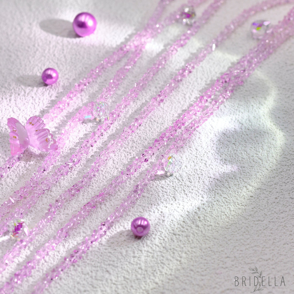 Pink Rhinestone Tassel Bridal Headband Wedding Hair Accessories - Bridella BYXA176 - Pink