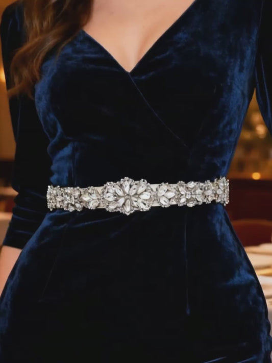 Bridella BS75 Off White Rhinestone Belt