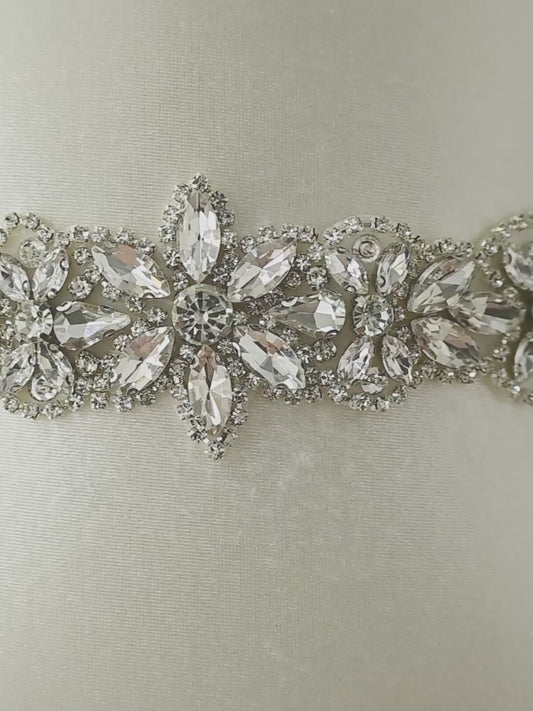 Ivory Rhinestone Belt -Bridella BS21