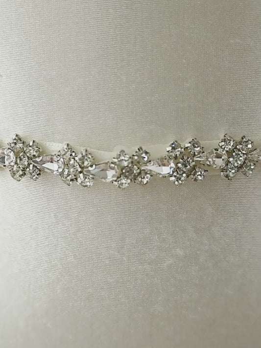 Silver Rhinestone Bridal Sash Wedding Dress Belt – Bridella BS129