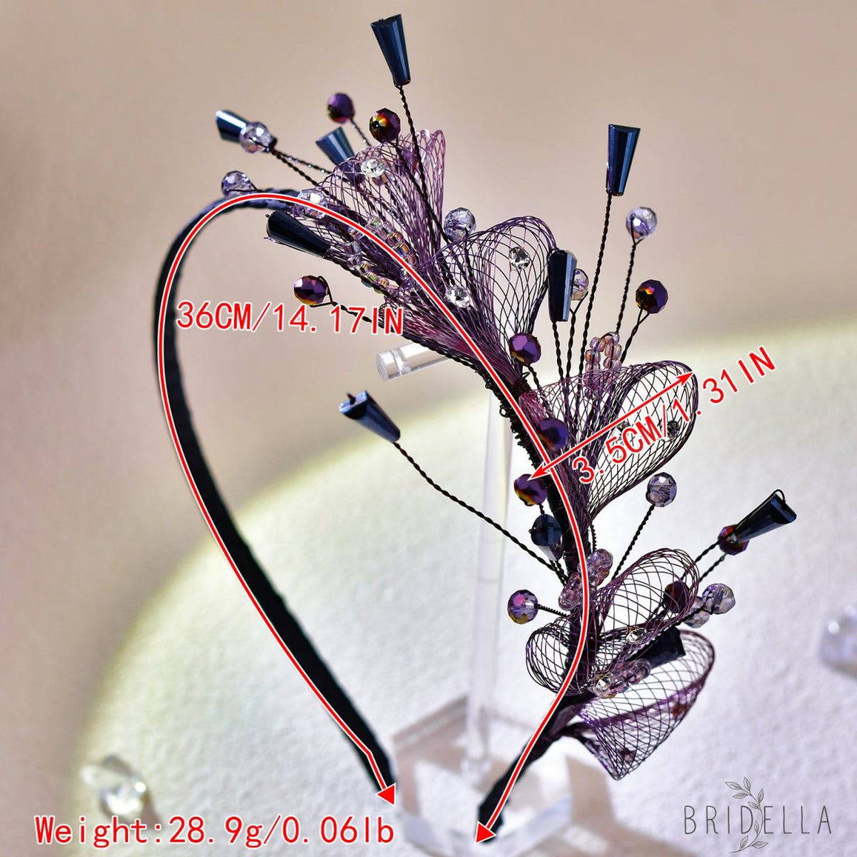 Purple Crystal Leaf Headband Bridal Hair Accessories - Bridella-BYXA27 - Purple