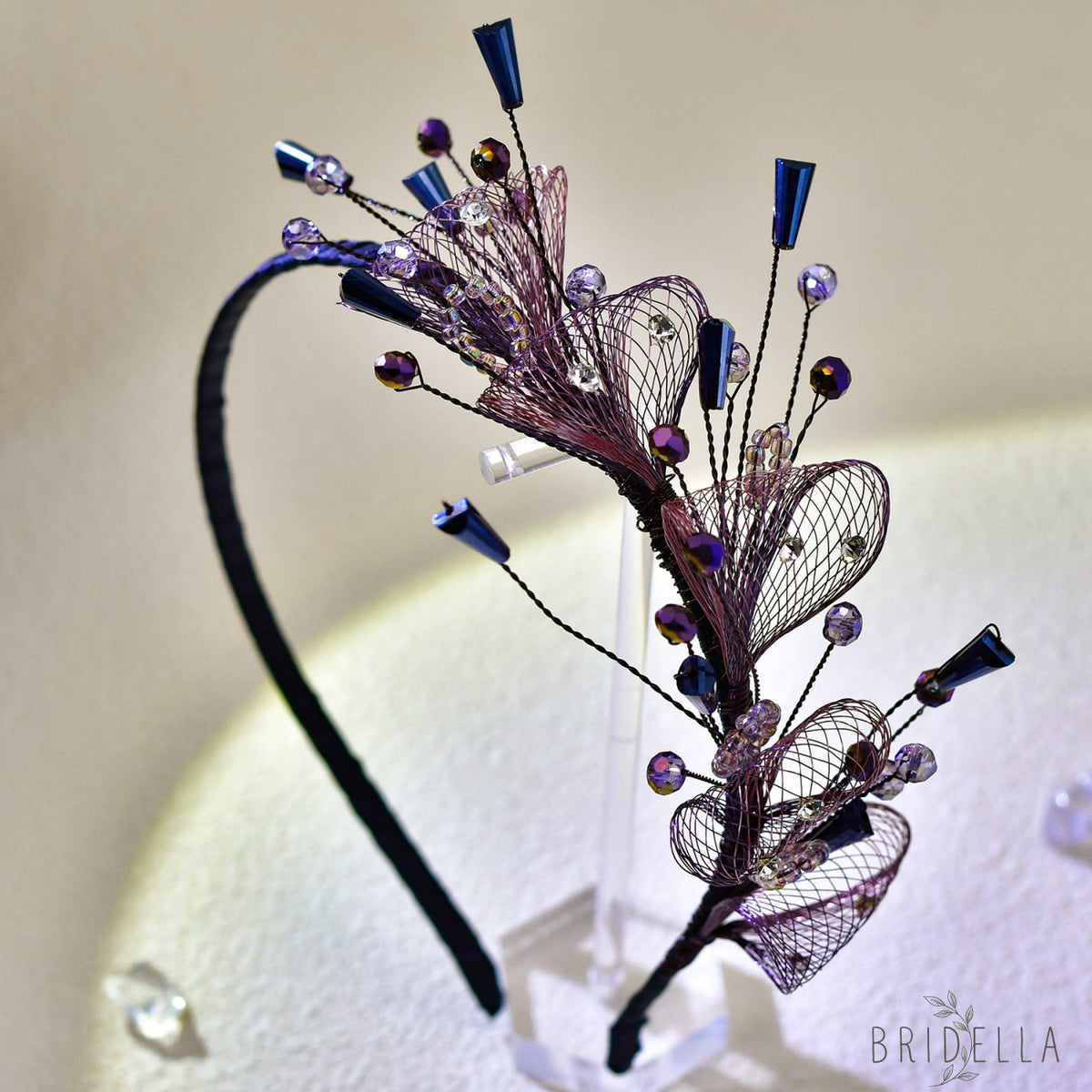 Purple Crystal Leaf Headband Bridal Hair Accessories - Bridella-BYXA27 - Purple