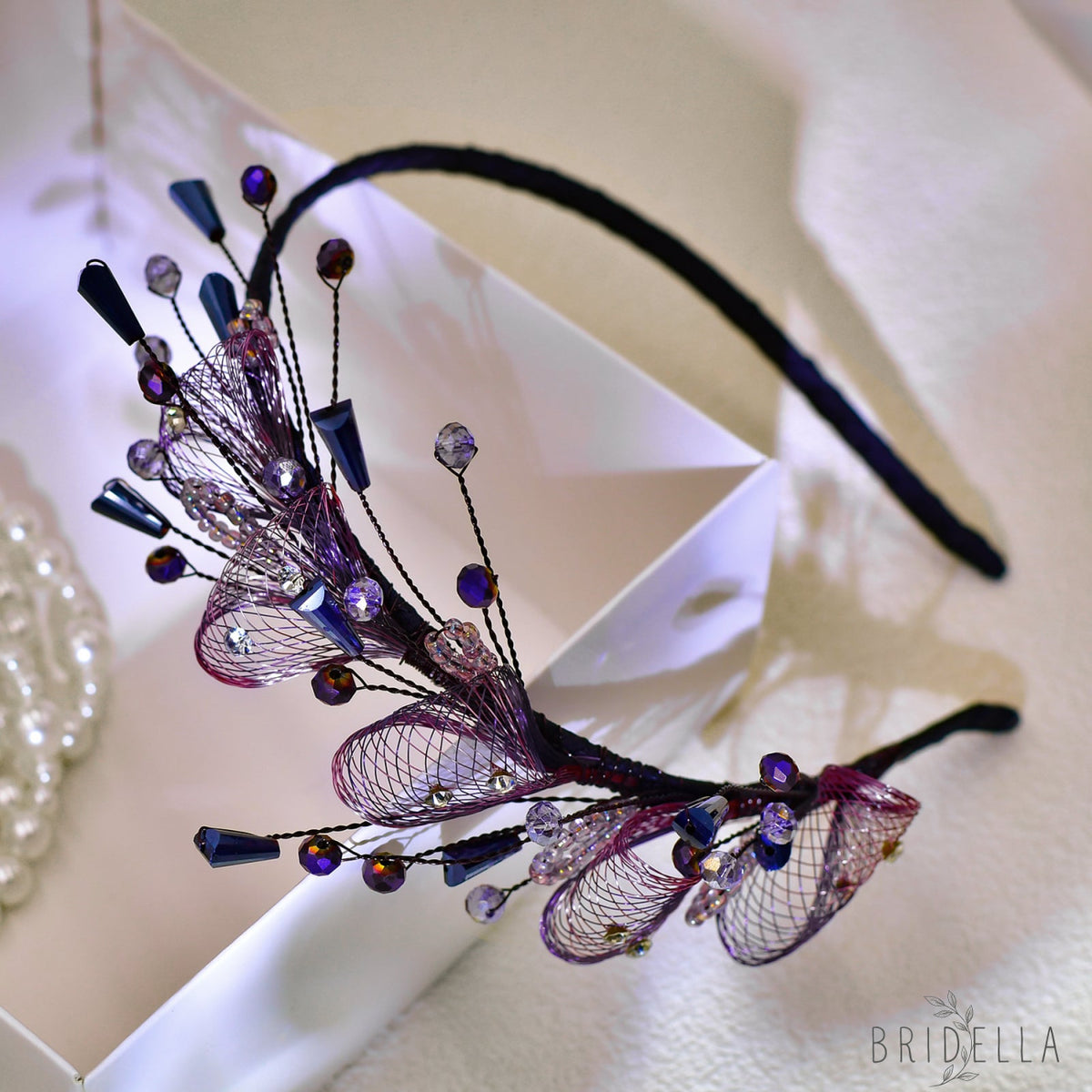 Purple Crystal Leaf Headband Bridal Hair Accessories - Bridella-BYXA27 - Purple
