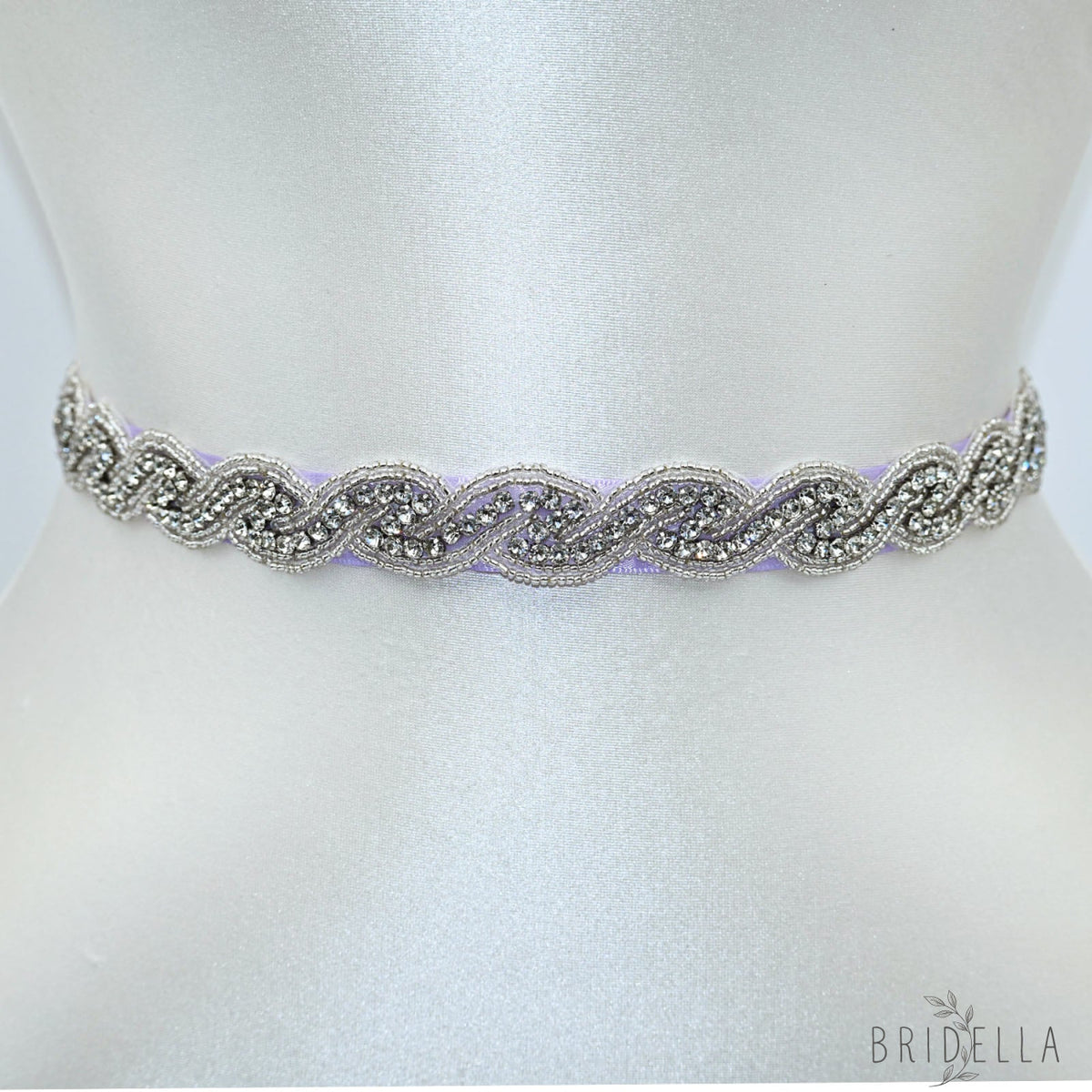 Purple Crystal Rhinestone Wedding Dress Belt Bridal Sash - Purple - Belts