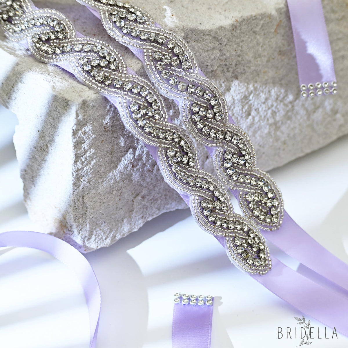 Purple Crystal Rhinestone Wedding Dress Belt Bridal Sash - Purple - Belts
