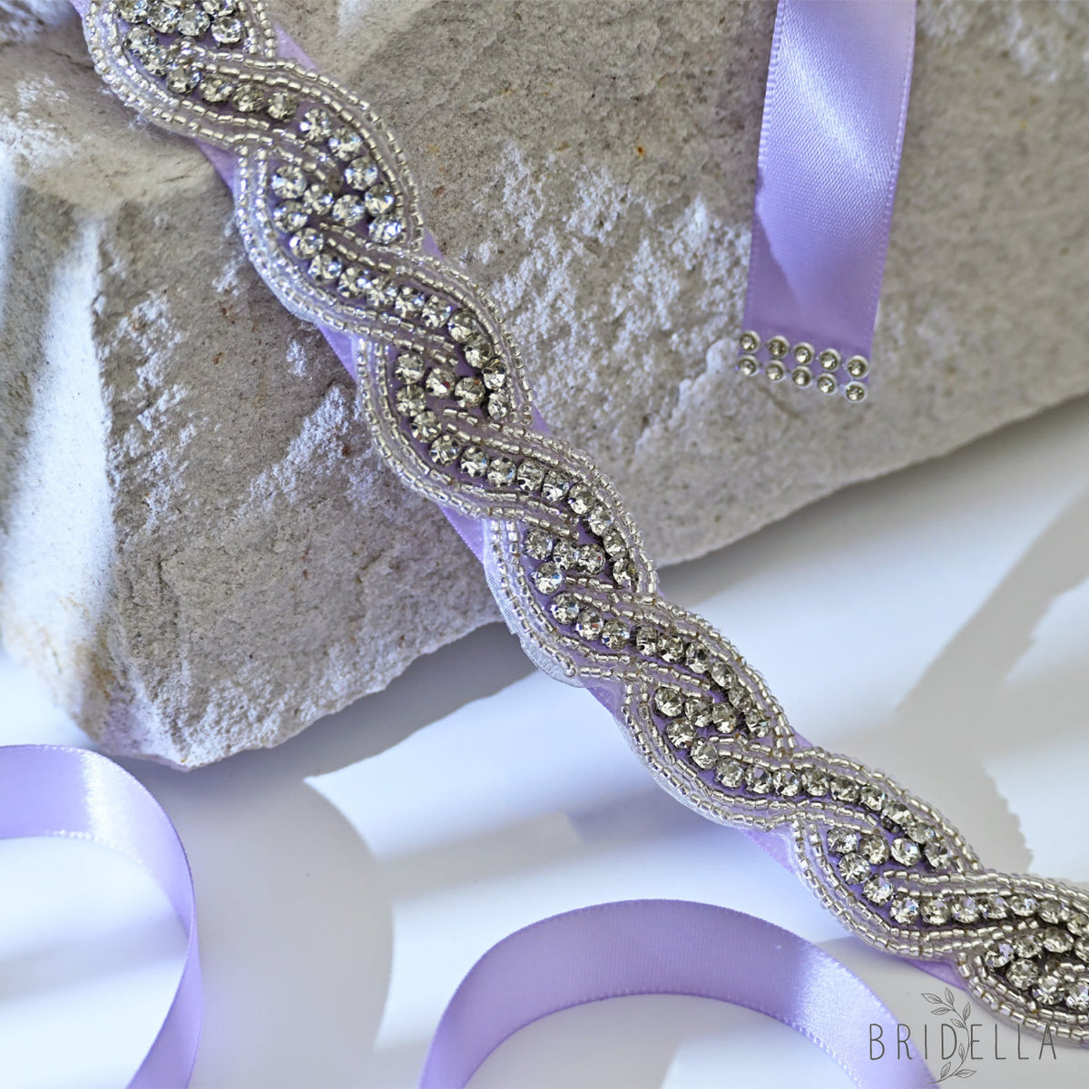 Purple Crystal Rhinestone Wedding Dress Belt Bridal Sash - Purple - Belts