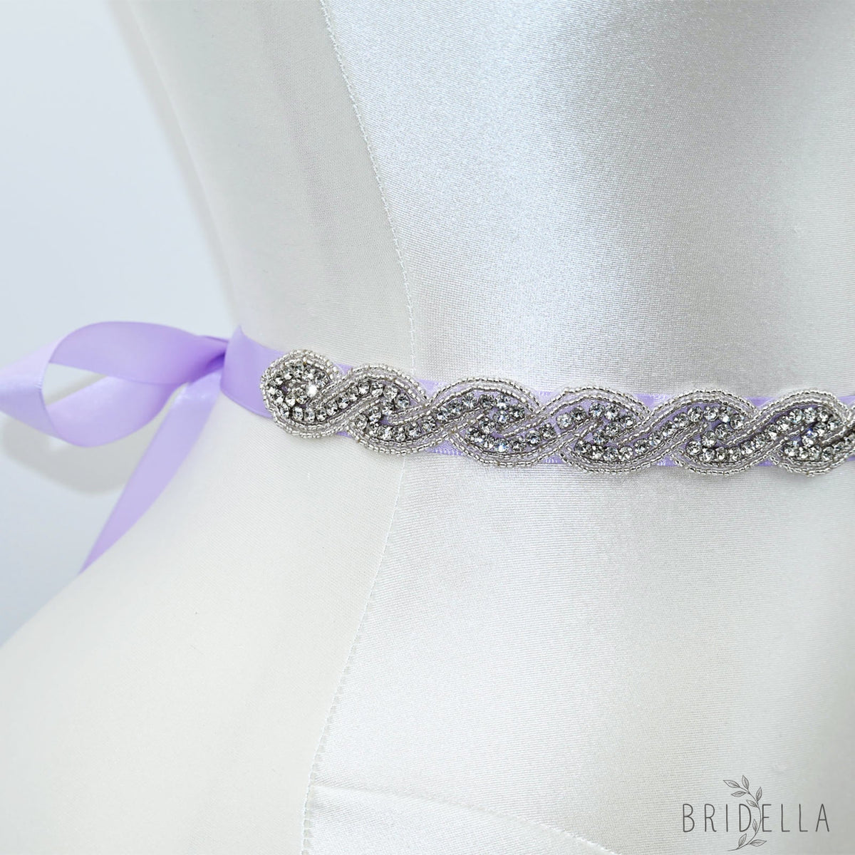 Purple Crystal Rhinestone Wedding Dress Belt Bridal Sash - Purple - Belts