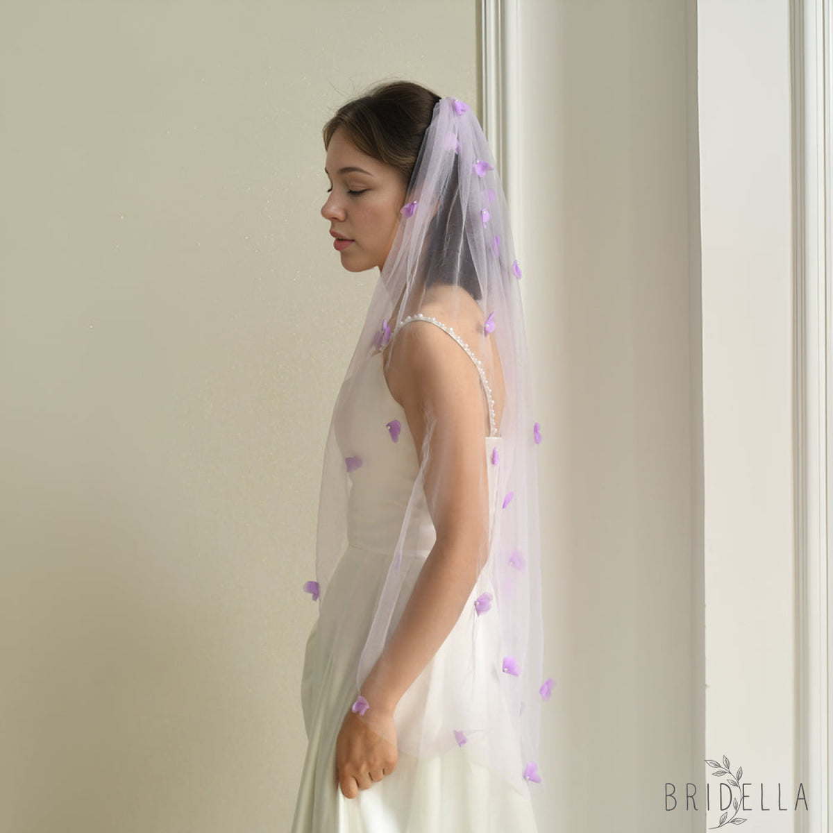 M131 purple mesh flower hair comb