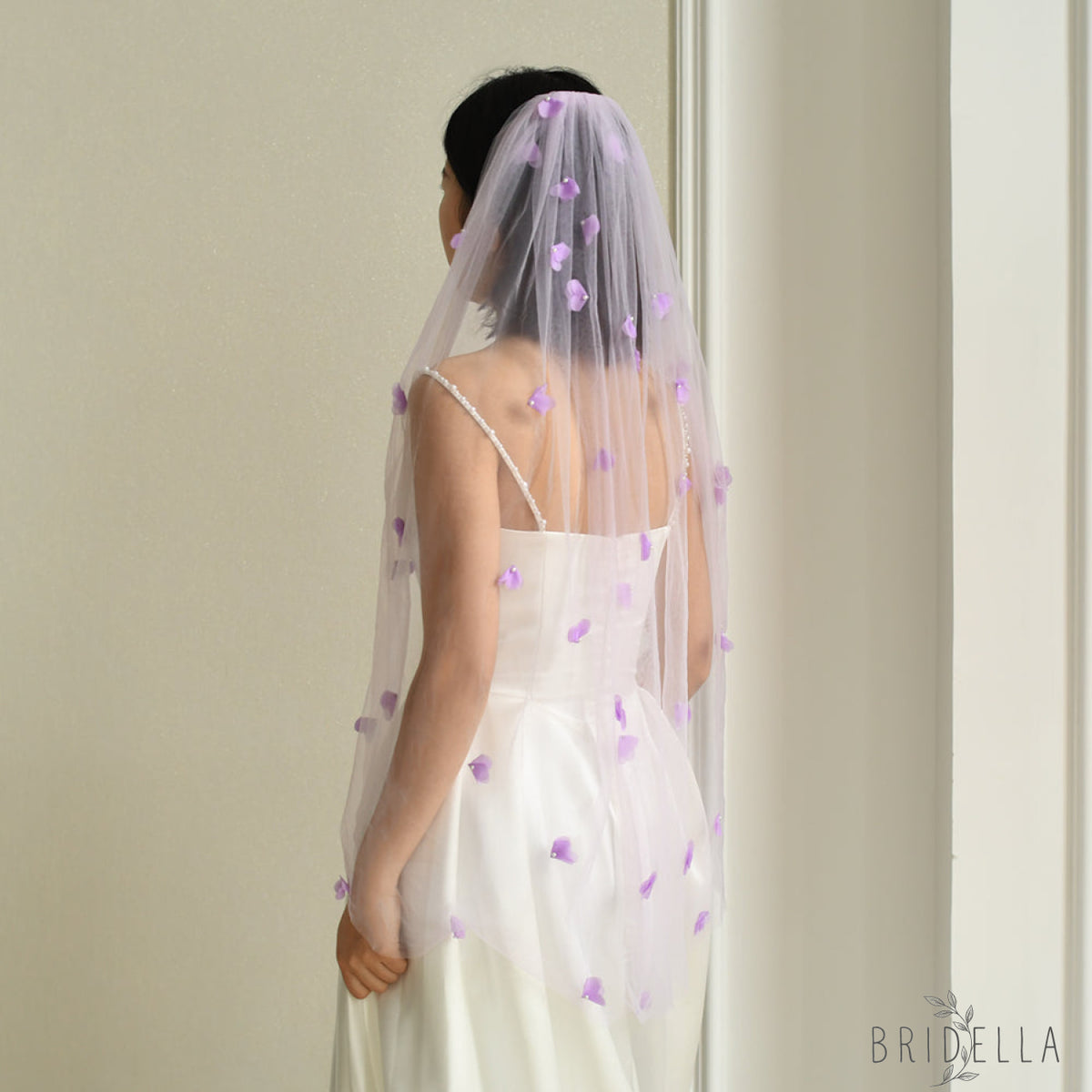 M131 purple mesh flower hair comb