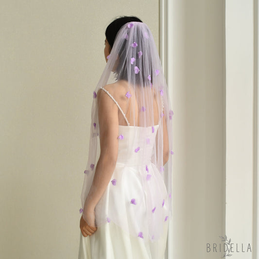 M131 purple mesh flower hair comb
