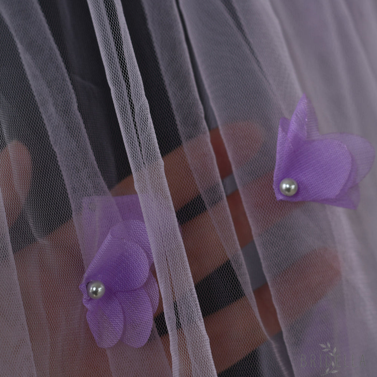 M131 purple mesh flower hair comb