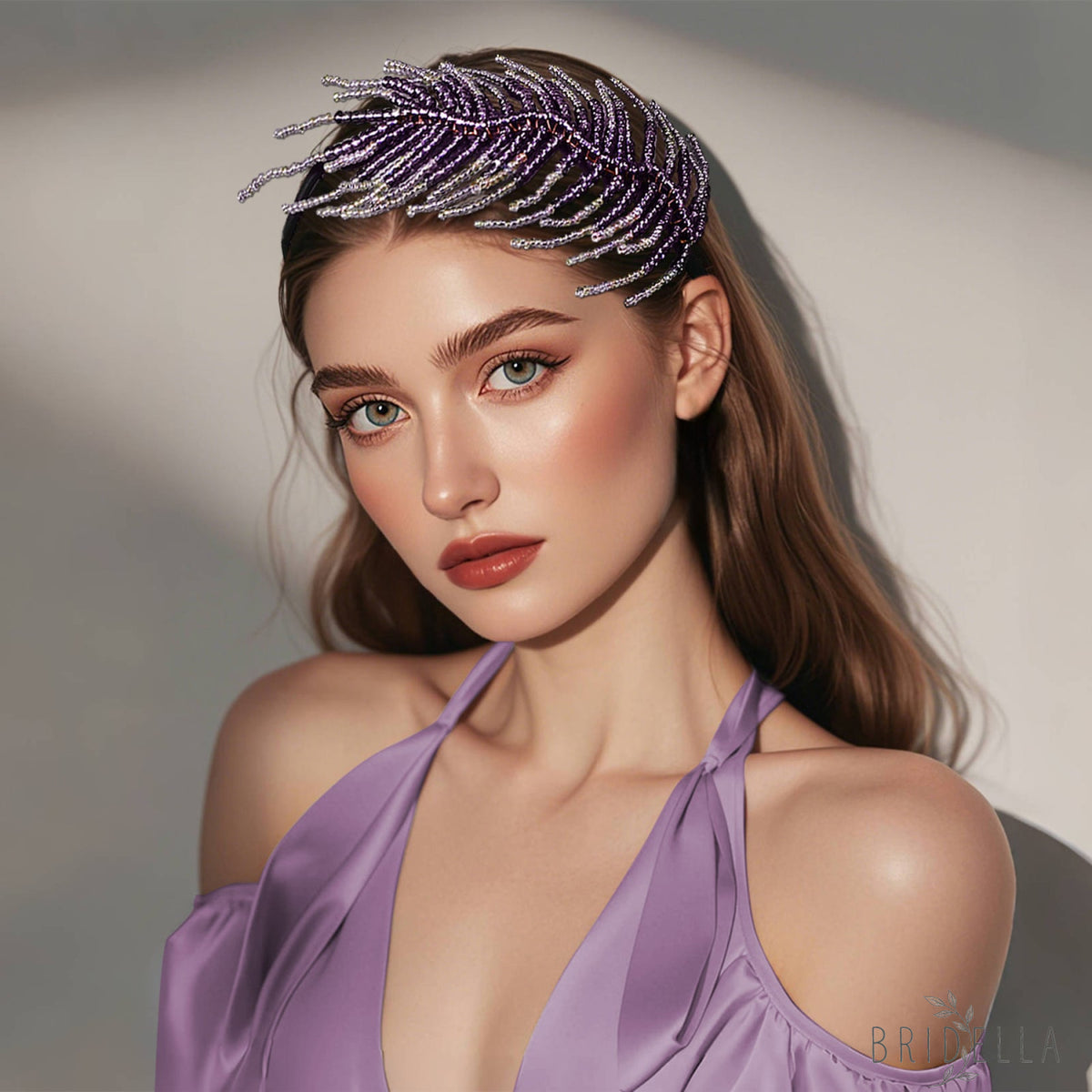 Purple Leaf Headband Bridal Party Hair Accessories - Bridella BYXA19 - Purple