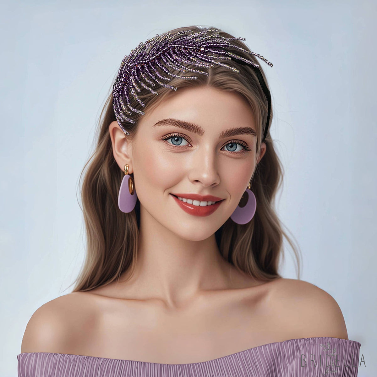 Purple Leaf Headband Bridal Party Hair Accessories - Bridella BYXA19 - Purple