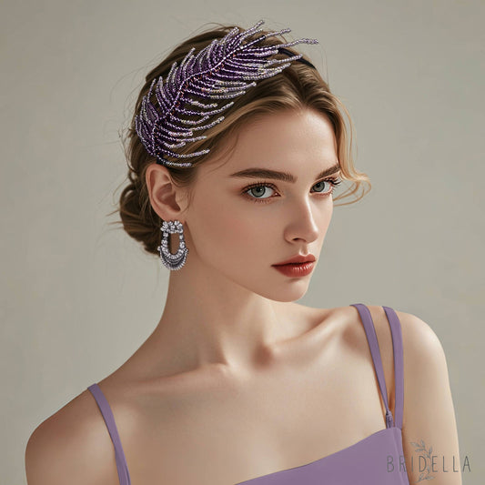 Purple Leaf Headband Bridal Party Hair Accessories - Bridella BYXA19 - Purple