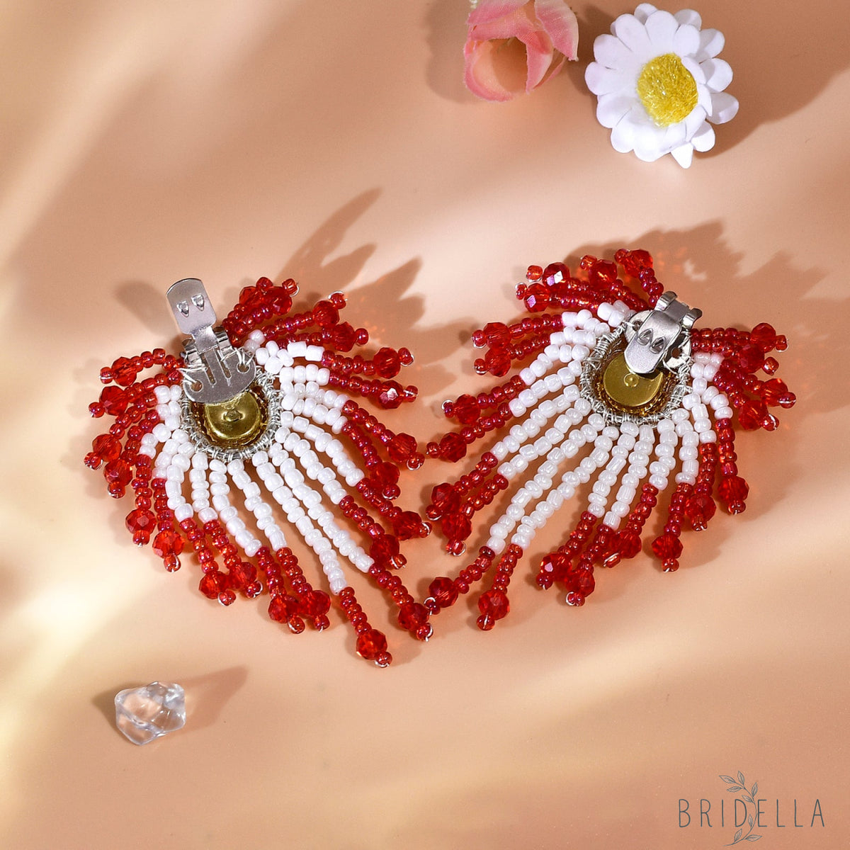 Red Beaded Bridal Shoe Clips Wedding Heel Decoration - Bridella BHX72 - Red
