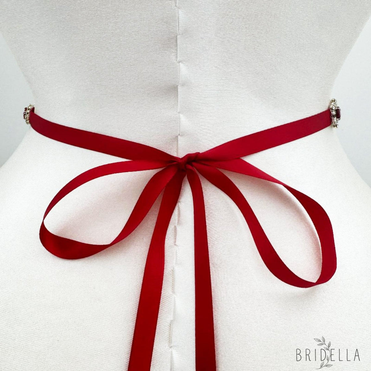 Red Rhinestone Bridal Belt Wedding Sash - Red - Blets