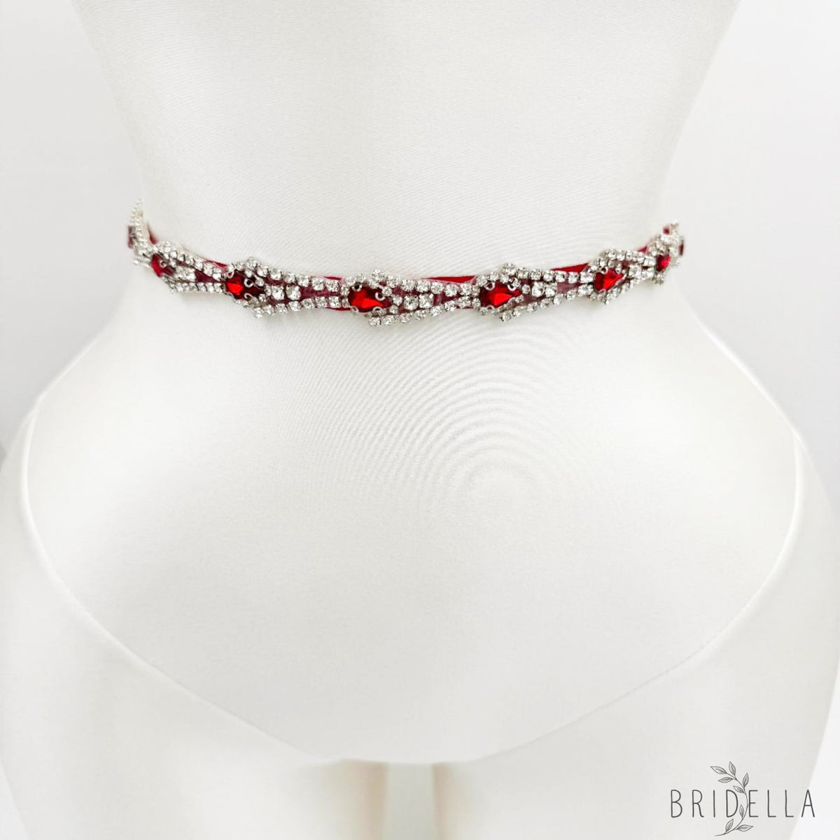 Red Rhinestone Bridal Belt Wedding Sash - Red - Blets